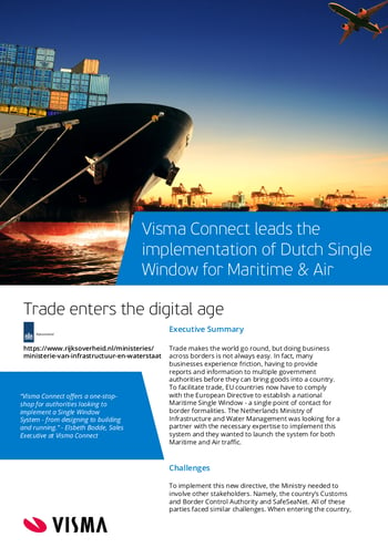 Image of a leaflet that describes how Visma Connect developed the Dutch Single window